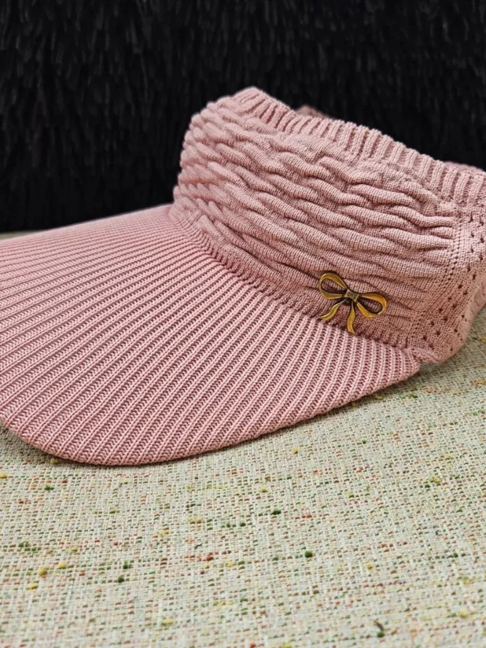 Women Hat Visor Pink Sun Hat Cap Outdoor Sport Bow Logo Hat One Size fit all